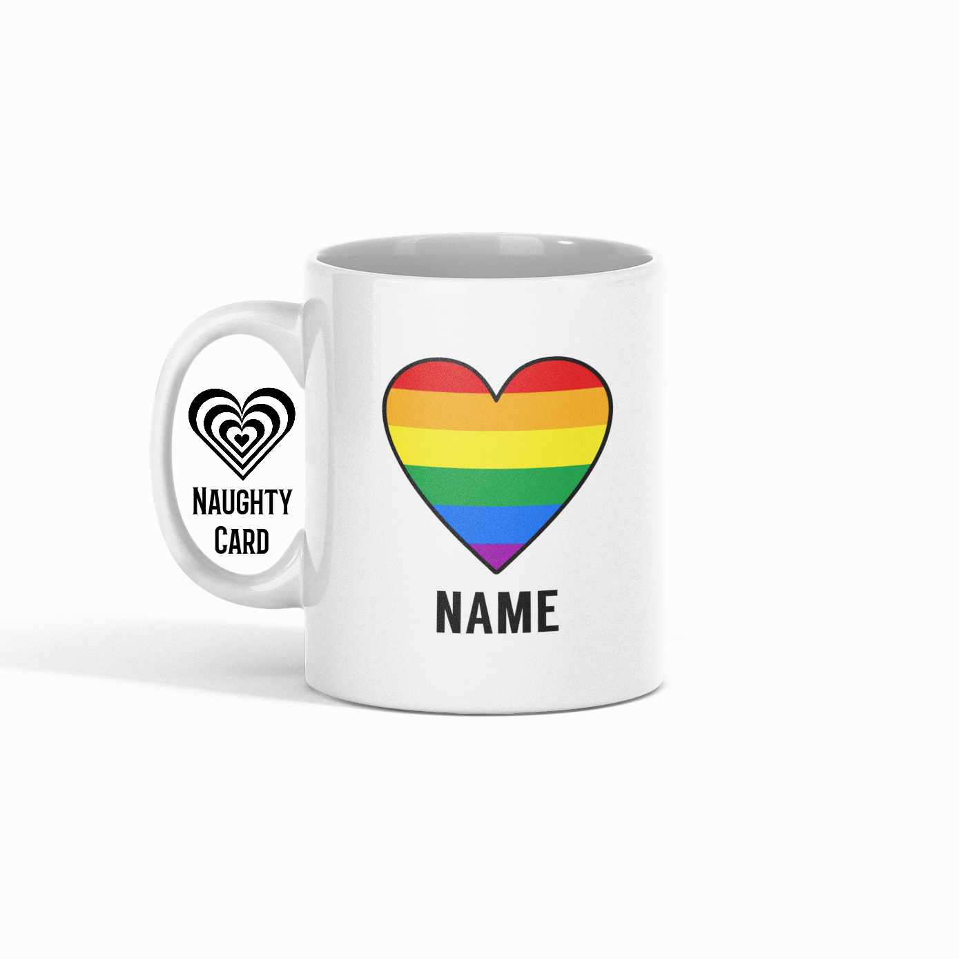 Perosnalsied Pride Mug Any Name - White mug on plain white background