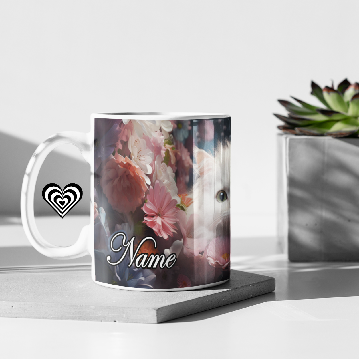 Fluffy White Cat 3D Mug