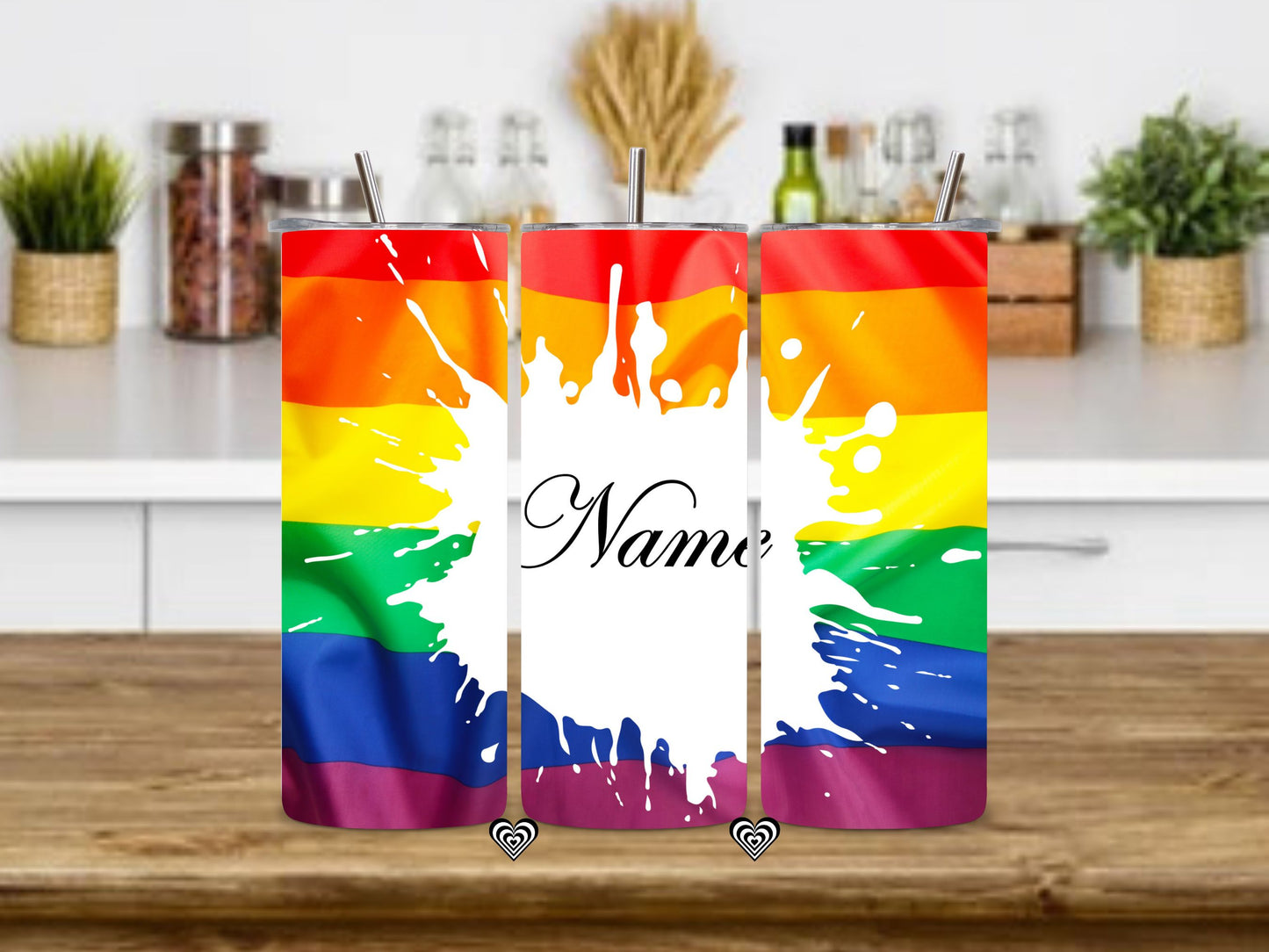 Pride Flag Thermal Skinny Tumbler Personalised