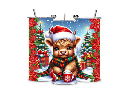 Baby Highland Cow Thermal Skinny Tumbler Red