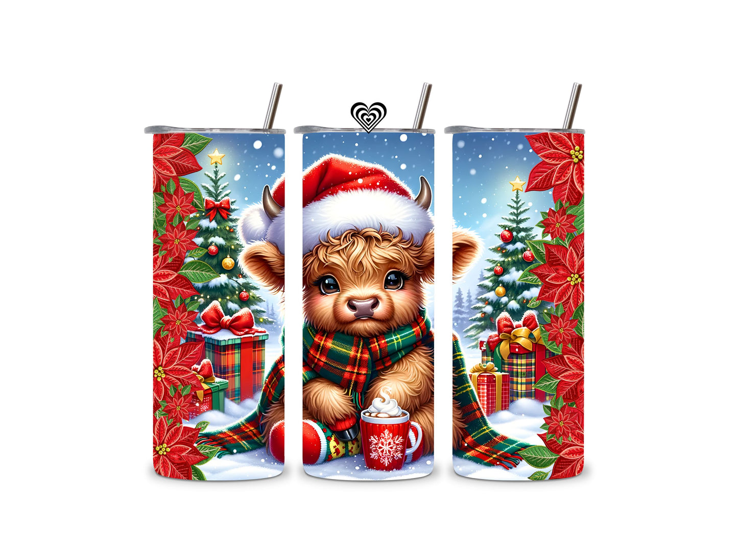 Baby Highland Cow Thermal Skinny Tumbler Red