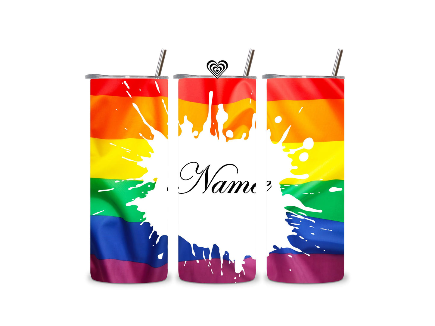 Pride Flag Thermal Skinny Tumbler Personalised