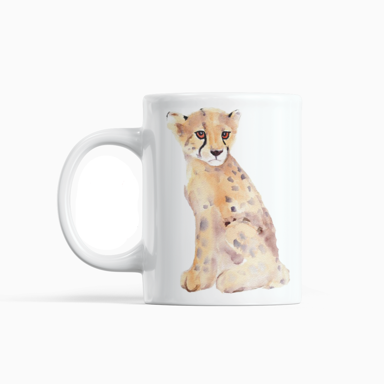 Cheetah Water Colour Mug From NaughtyCard. Watercolour animal mug. 