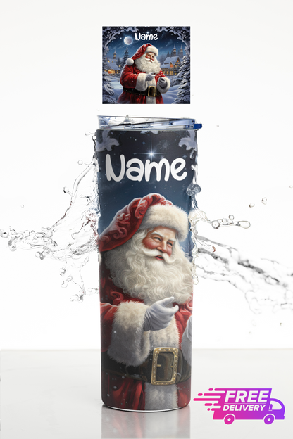 Vintage Santa Thermal Skinny Tumbler