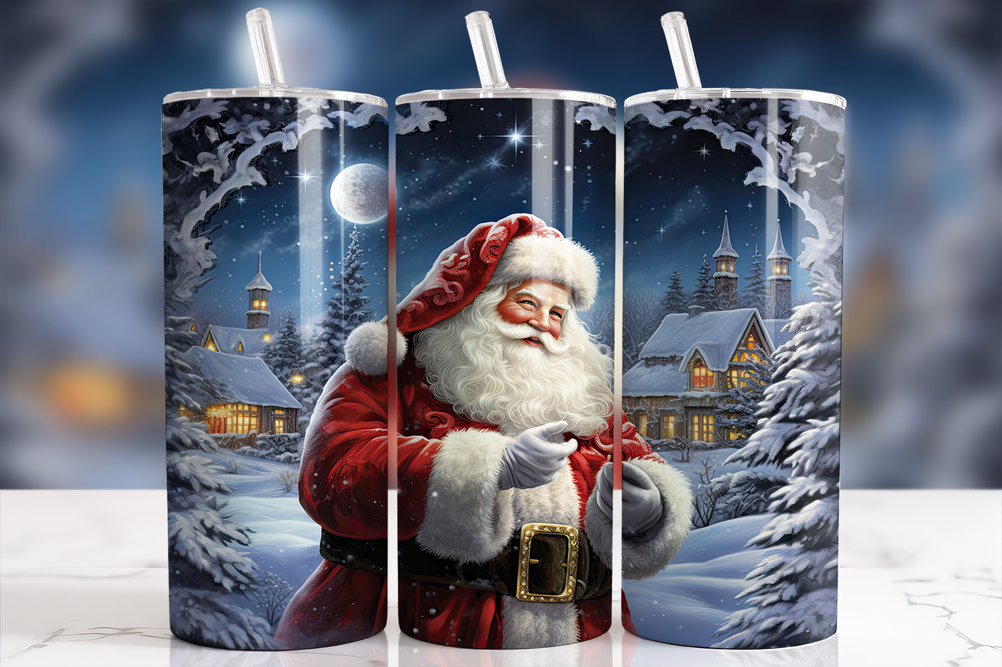 Vintage Santa Thermal Skinny Tumbler