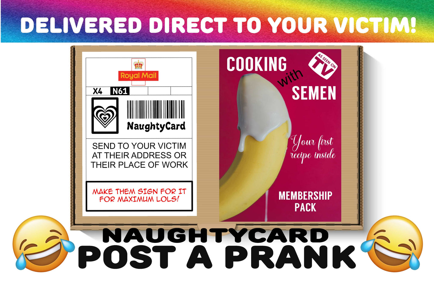 cooking with semen. Postal Prank from NaughtyCard. Outside front view