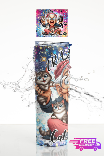 Crazy Cat Lady Thermal Skinny Tumbler