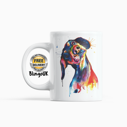 dog Personalised Water Colour Mug From NaughtyCard. Watercolour animal mug. 