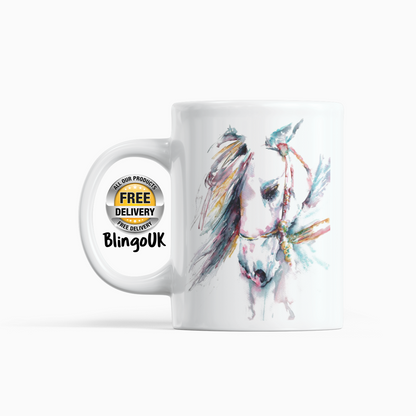 Horse Head Personalised Water Colour Mug From NaughtyCard. Watercolour animal mug. 