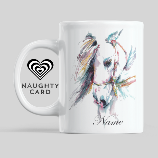 Horse Personalised Water Colour Mug From NaughtyCard. Watercolour animal mug. 