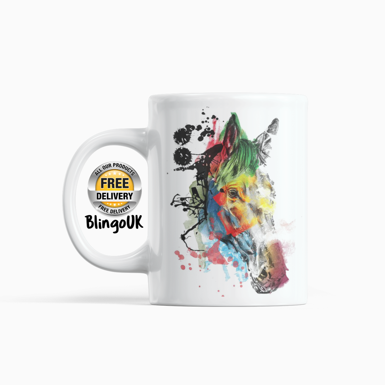 Vivid Personalised Water Colour Mug From NaughtyCard. Watercolour animal mug. 