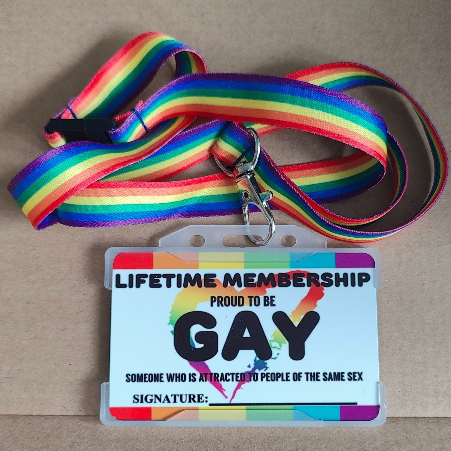 Gay Pride Card on Gay Lanyard