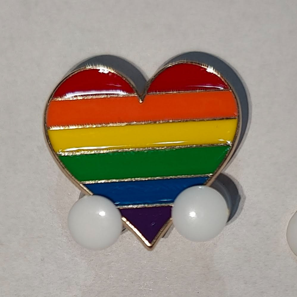 Gold metal Heart Gay Pride Badge