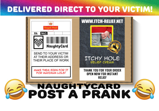 Itchy Bum Postal Prank from NaughtyCard Front View