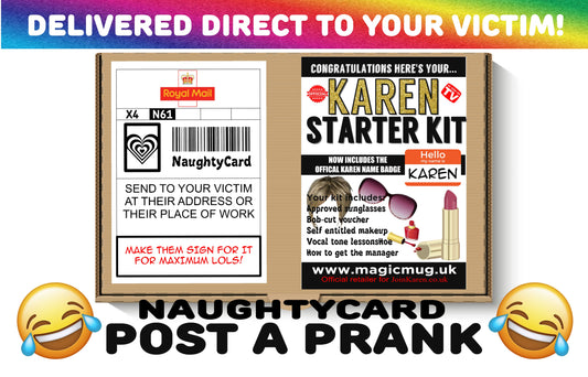 Karen Postal Prank from NaughtyCard Front View