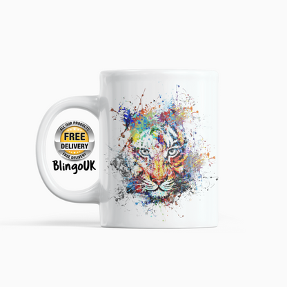 Big Cat Personalised Water Colour Mug From NaughtyCard. Watercolour animal mug. 