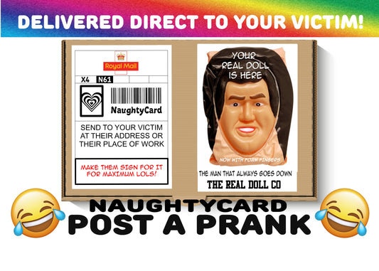 Male Doll Postal Prank from NaughtyCard Front View