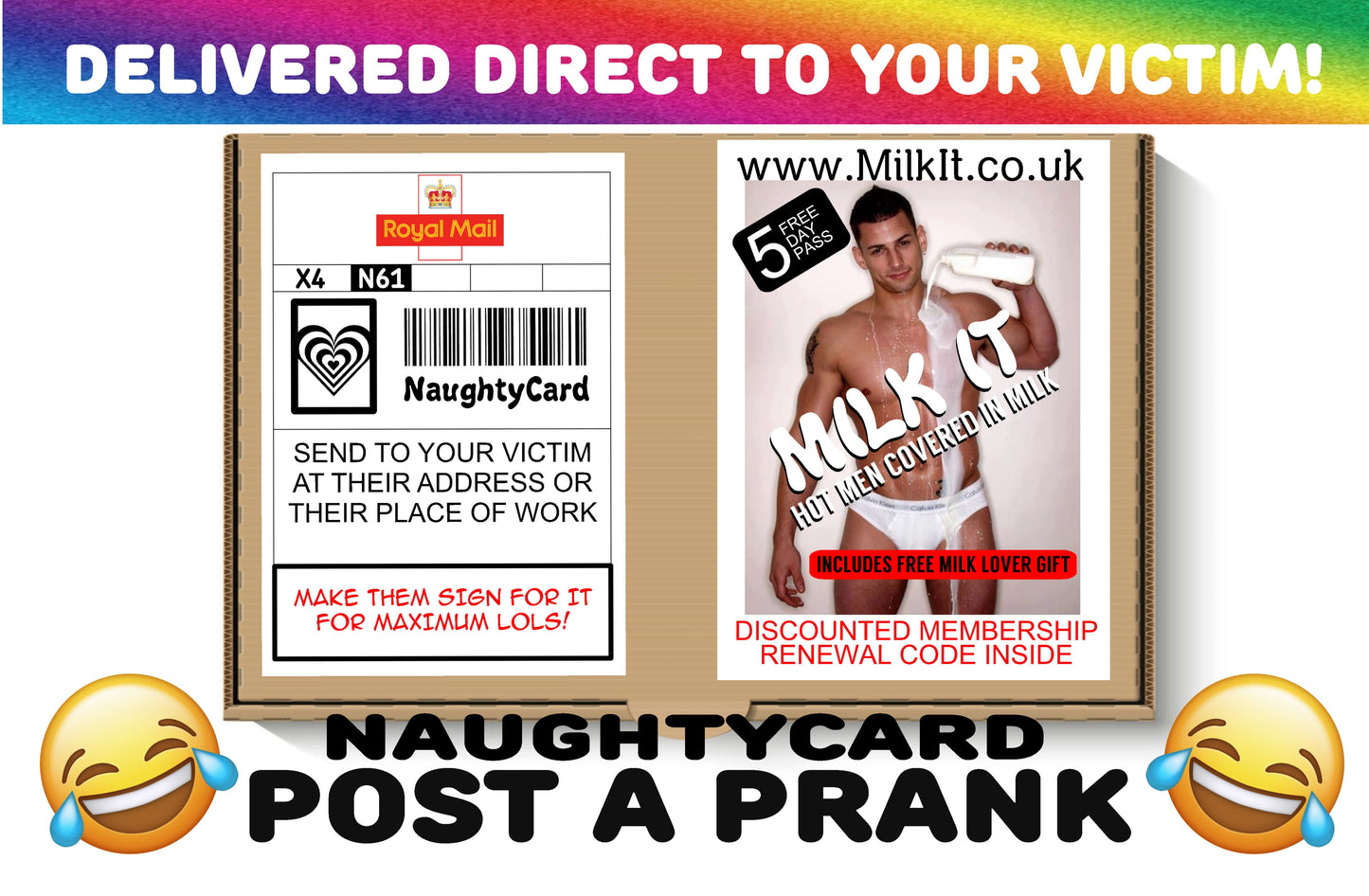 Milk It Postal Prank from NaughtyCard Front View