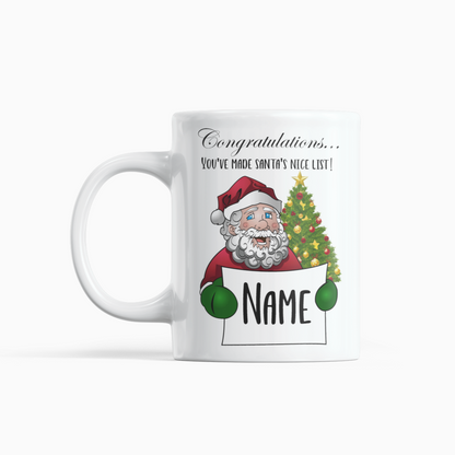 Christmas Nice List NaughtyCard’s Personalised Mugs are the perfect way to express your personality and humour. Whether you want to surprise your friends, family, or co-workers, these mugs will make them laugh out loud. You can choose from a range of designs and add any name to create a unique gift. These mugs are ideal for Birthday presents, Christmas gifts, or for secret Santa. Order yours today and get ready to enjoy a cup of tea or coffee with a naughty card twist. 😜