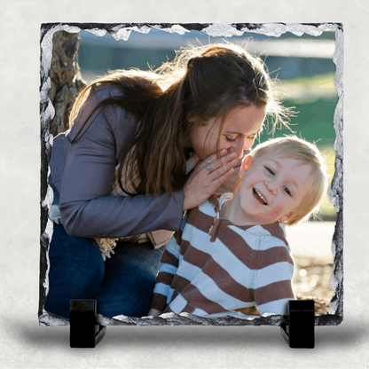 Personalised Natural photo slate from NaughtyCard Image of mother and son