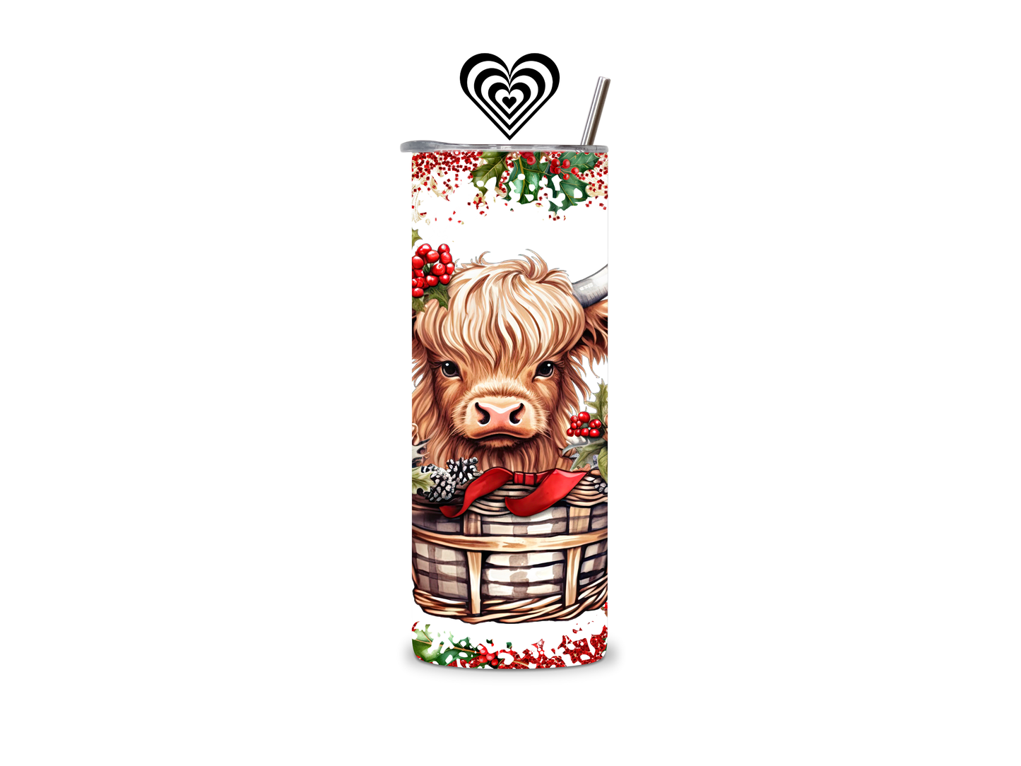 Cow in Basket Thermal Skinny Tumbler