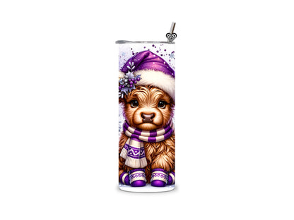 Baby Highland Cow Thermal Skinny Tumbler Purple