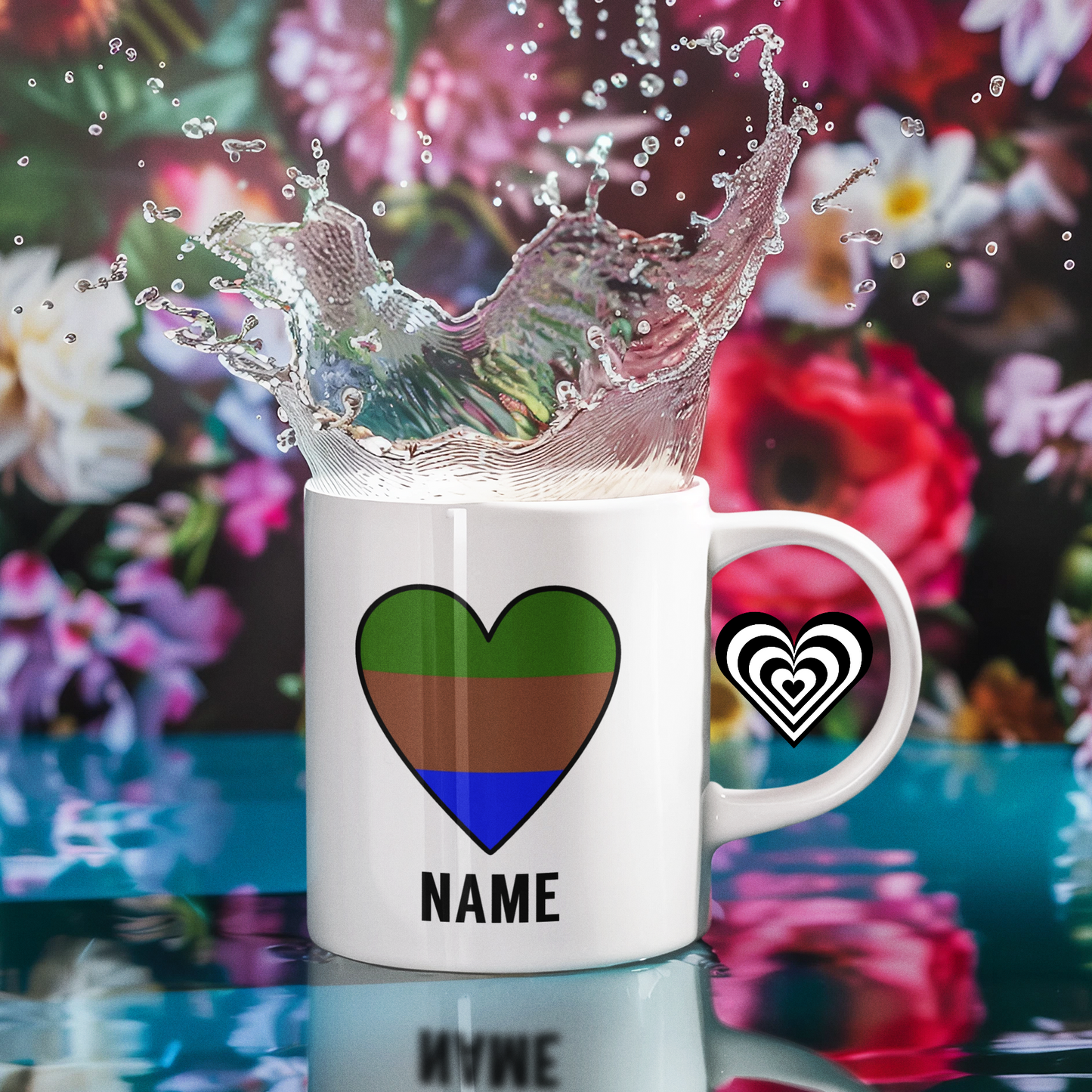 Sapiosexual Pride Mug, White mug On Floral Background