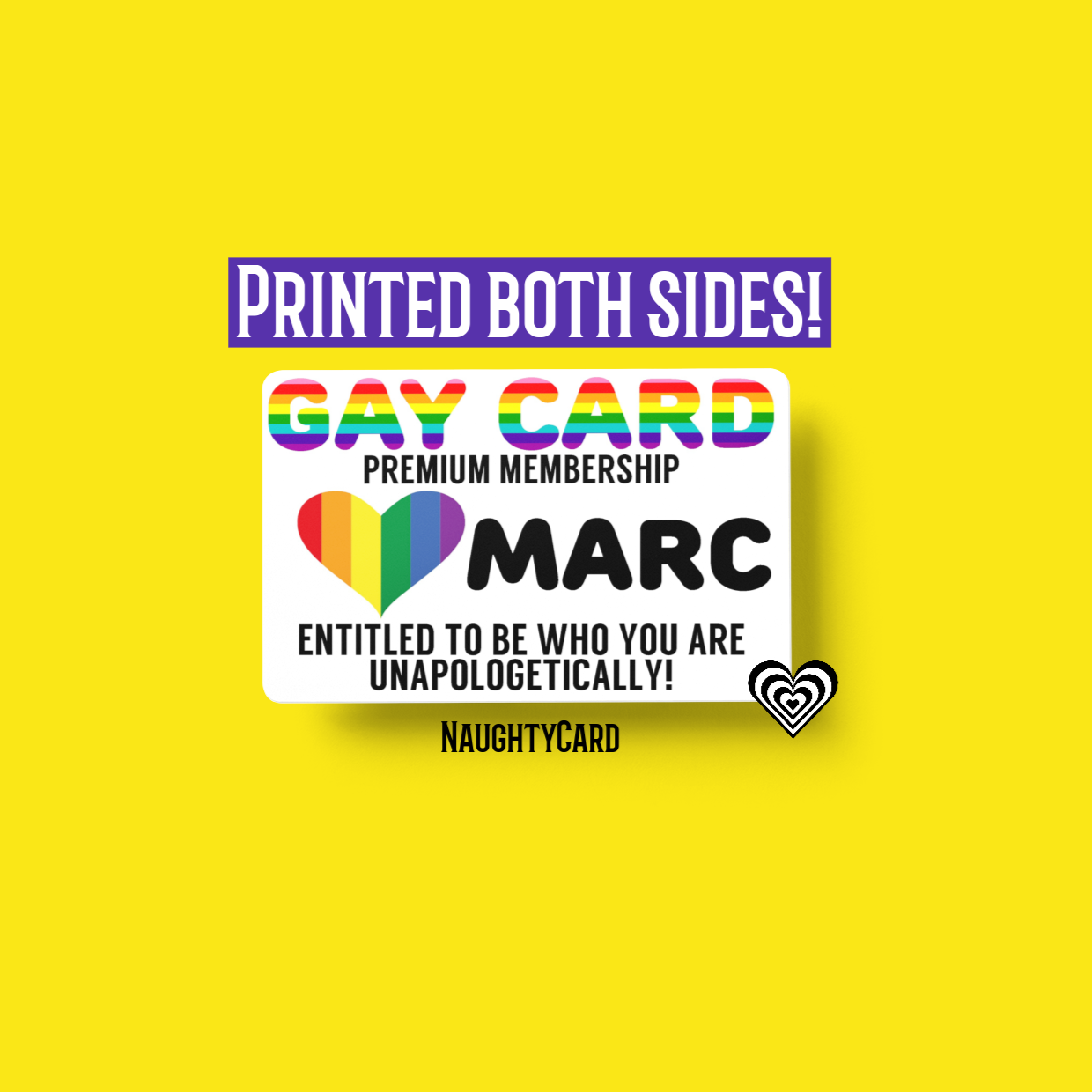 Gay pride card on a yellow background