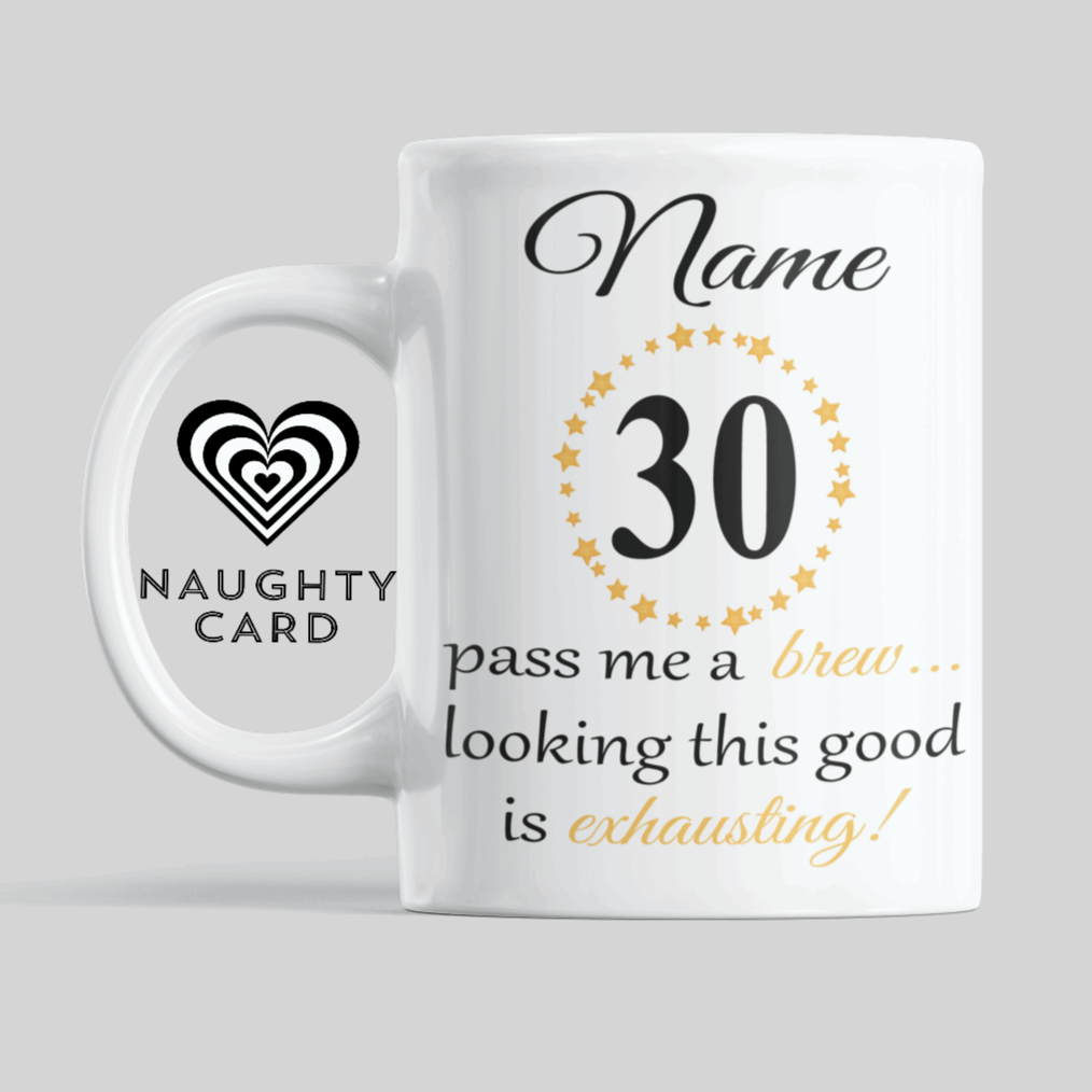 Birthday Mug Gift, From NaughtyCard, Personalised Gift, any name, any age, 30th Birthday