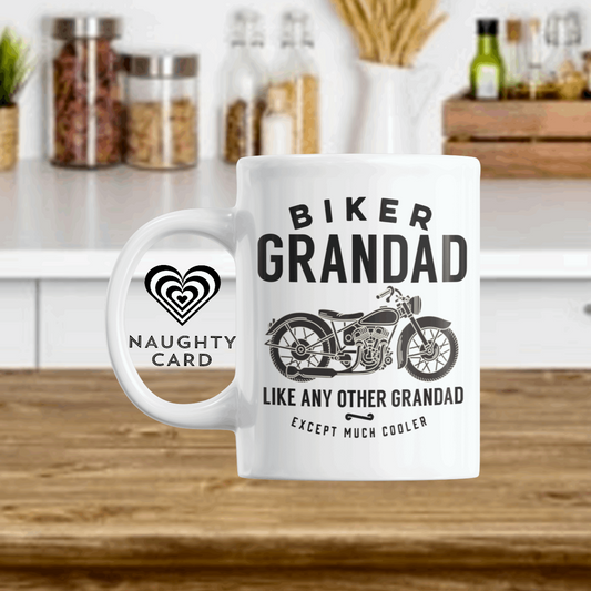 Grandad Biker Mug, Birthday Gift, Christmas Gift, Personalised Mug, Personalized Gift, Mug On Plain Background, 