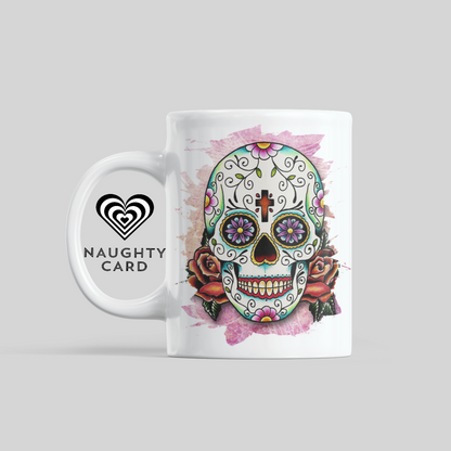 Sugar Skull Watercolour Mug. Rear View