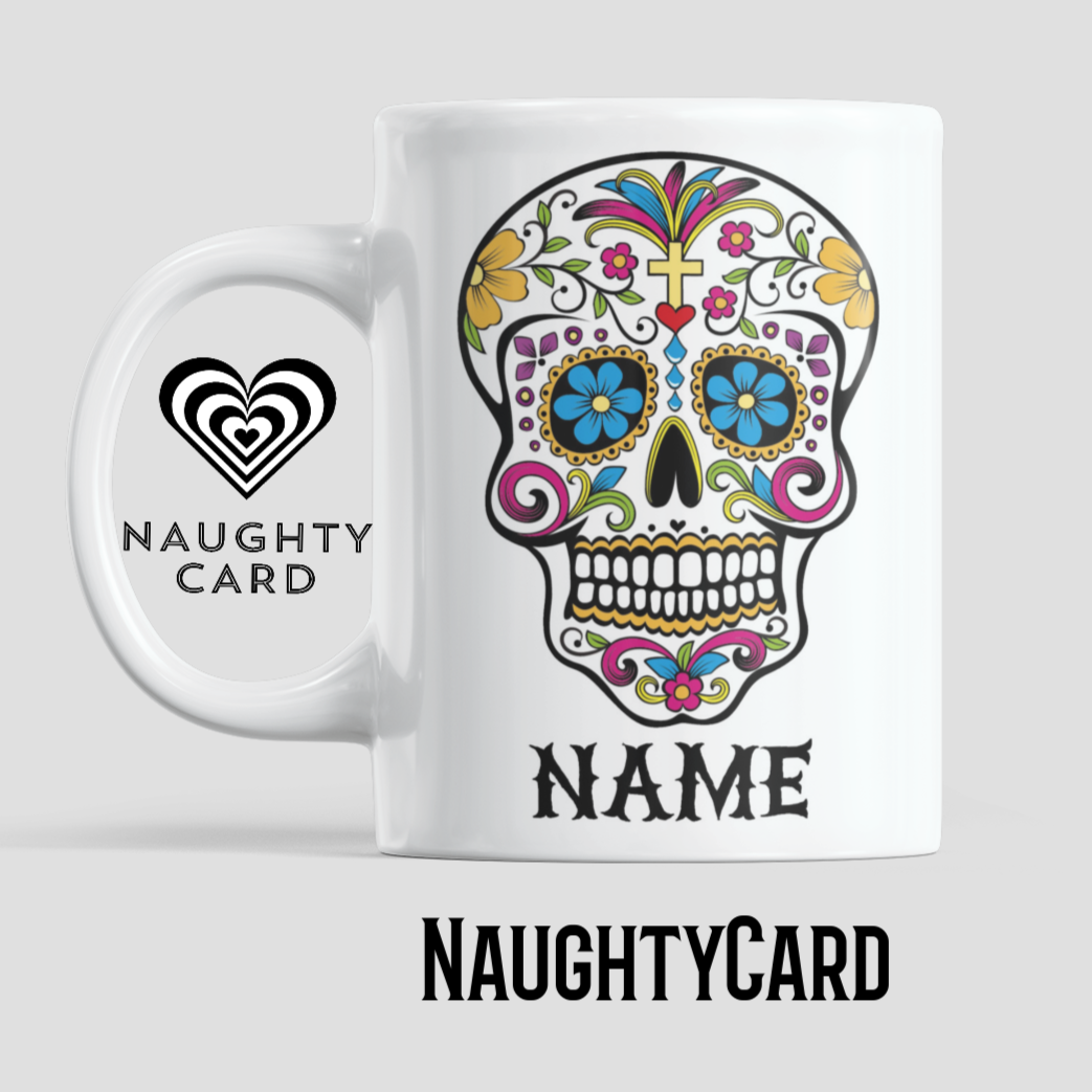 Sugar Skull Personalised Mug from NaughtyCard