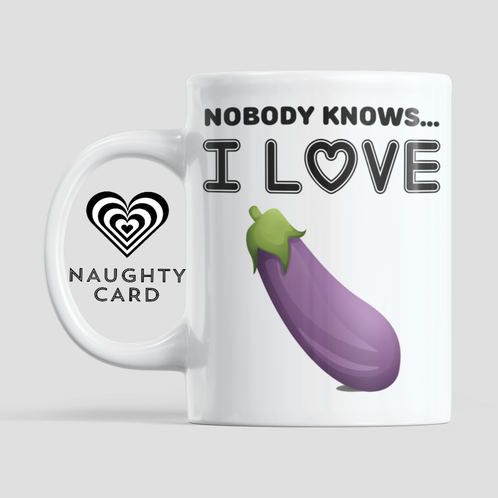 I Love D Personalised Adult Mug from NaughtyCard.co.uk. An ideal Christmas, Birthday or Secret Santa Gift For Any Adult. Side View