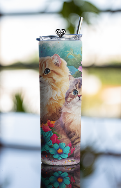 Cats Thermal Skinny Tumbler Personalised