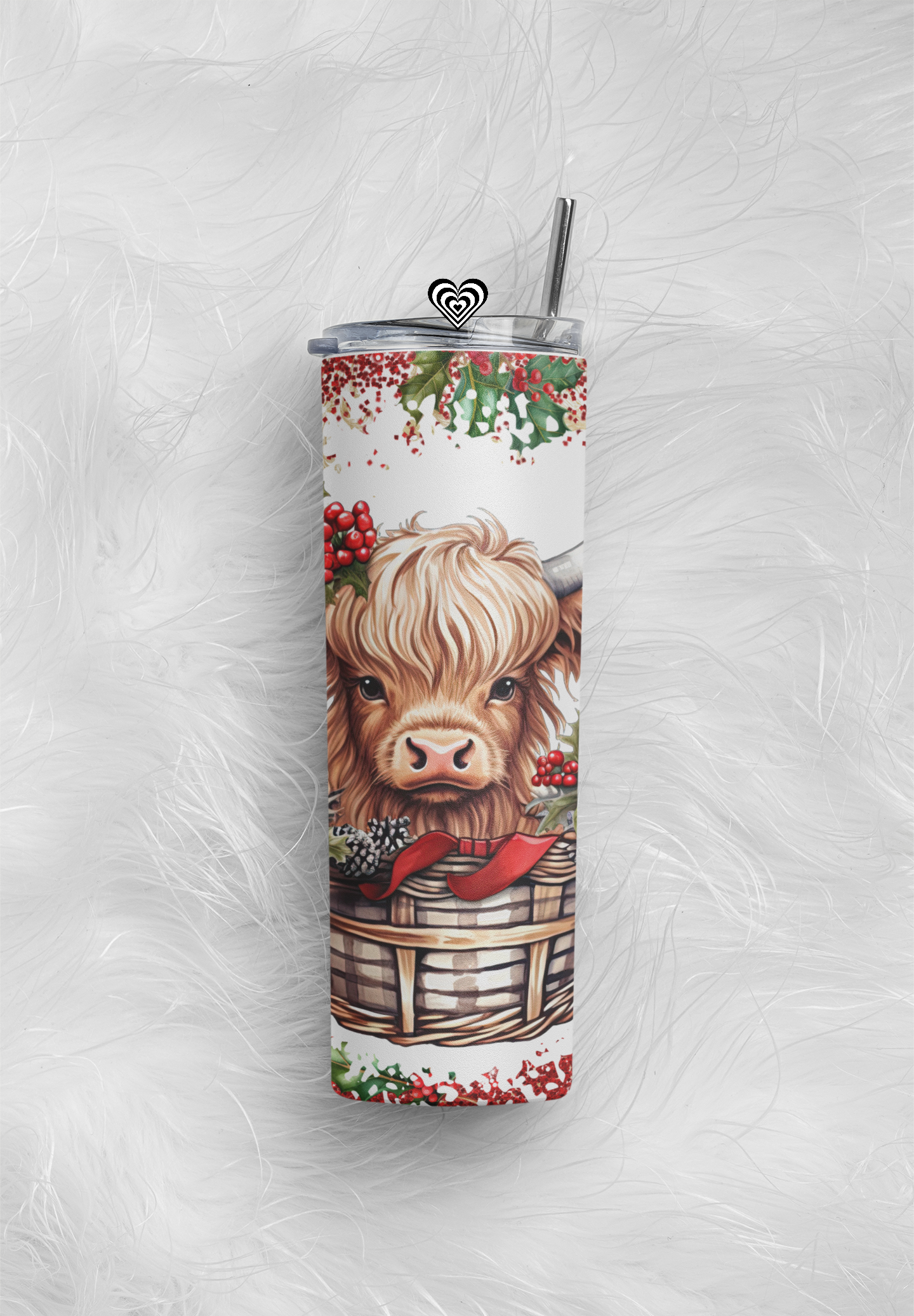 Cow in Basket Thermal Skinny Tumbler