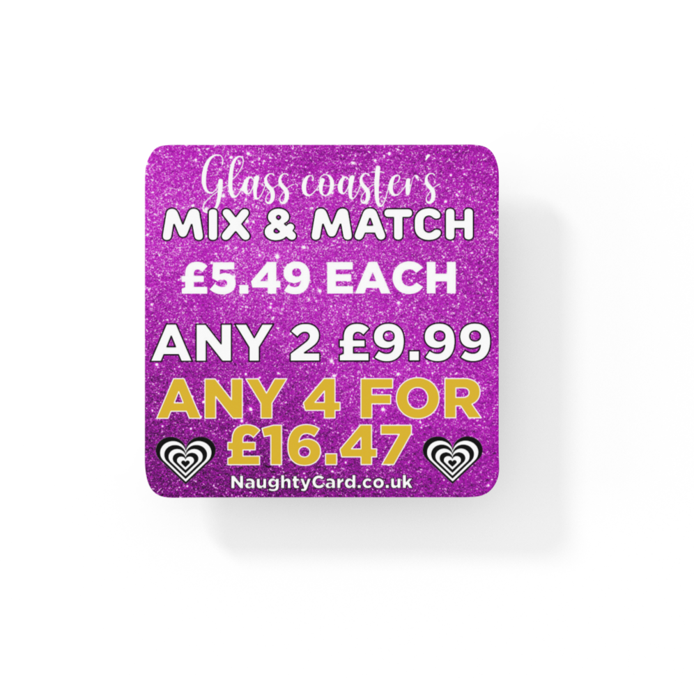 Glass coaster sale at NaughtyCard mix and match sale