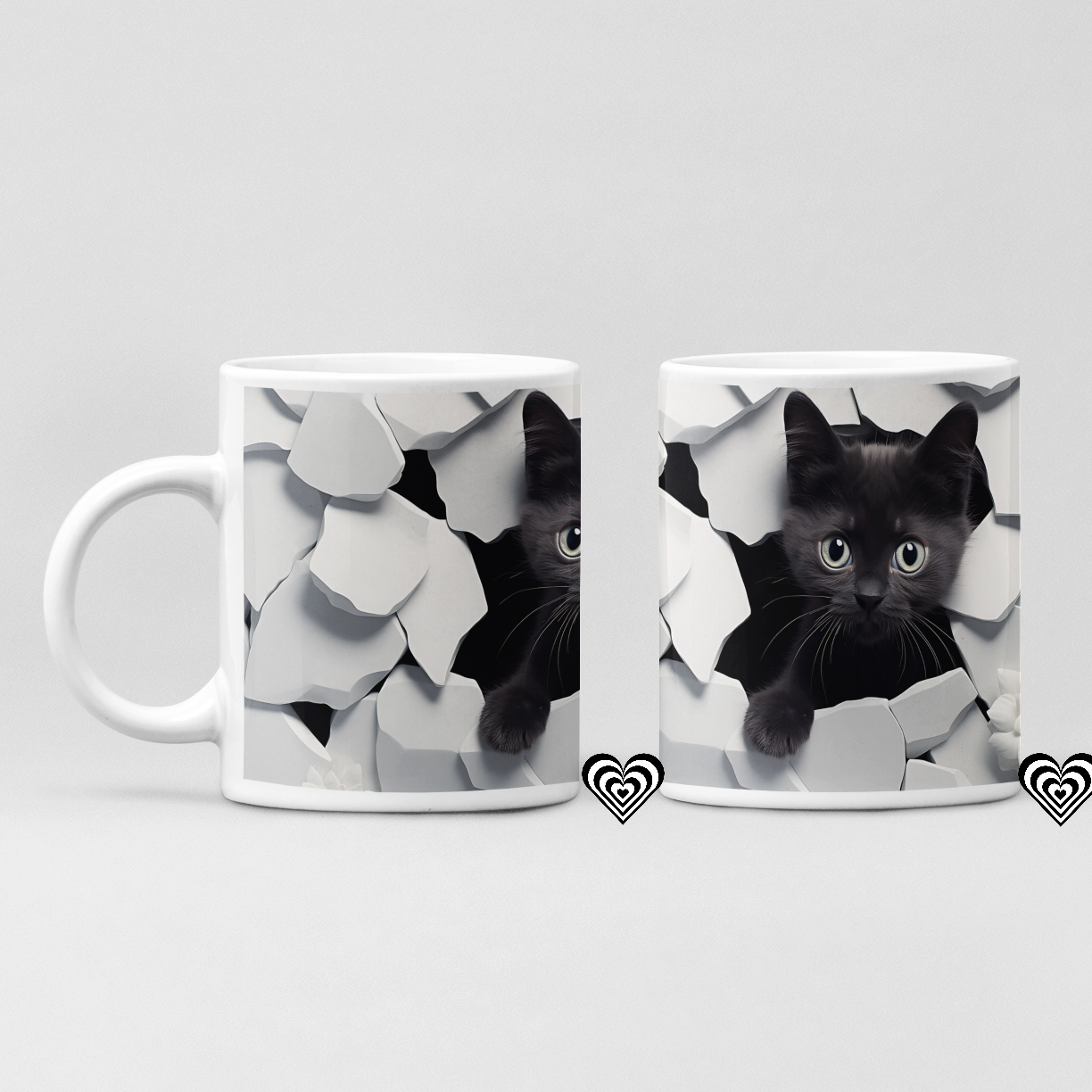 Black 3d cat mug from naughtycard. Chritmas Gift, Birthday Gift, Secret Santa, New Trending, 3d art