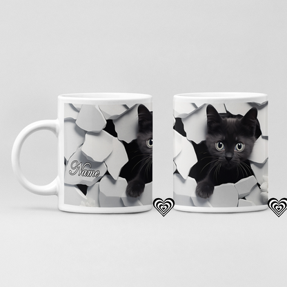 Any Name Personalised 3d cat mug from naughtycard. Chritmas Gift, Birthday Gift, Secret Santa, New Trending, 3d art