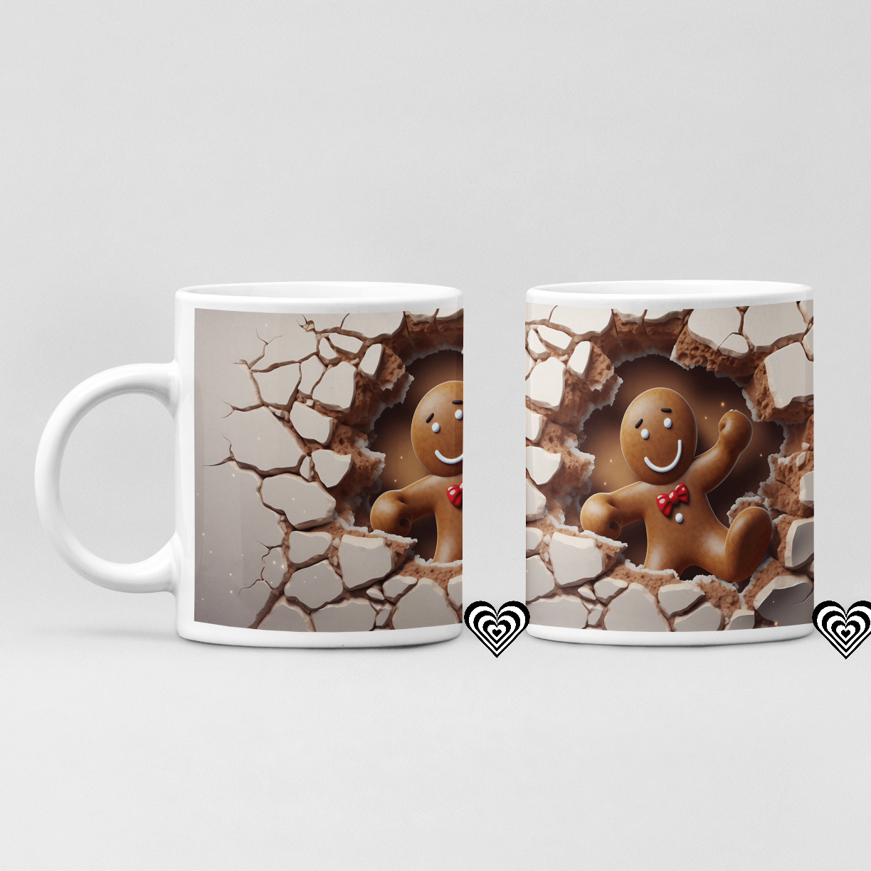 Kicking Gingerbread Man Christmas 3D Mug