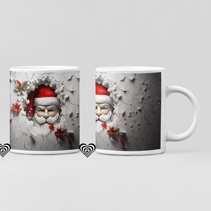 Peaking Santa Christmas 3D Mug