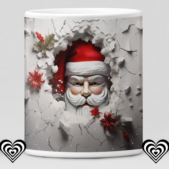 Peaking Santa Christmas 3D Mug