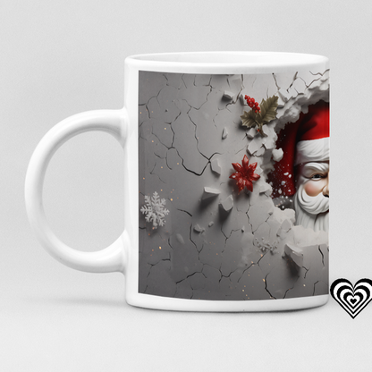 Peaking Santa Christmas 3D Mug