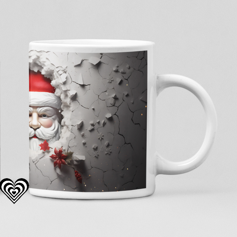 Peaking Santa Christmas 3D Mug