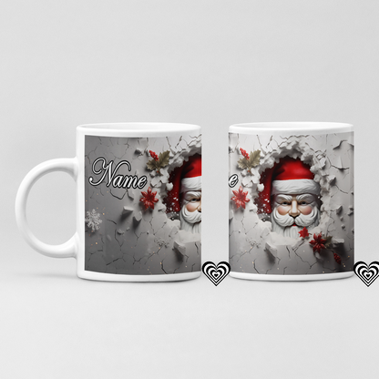 Peaking Santa Christmas 3D Mug