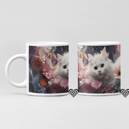 Fluffy White Cat 3D Mug