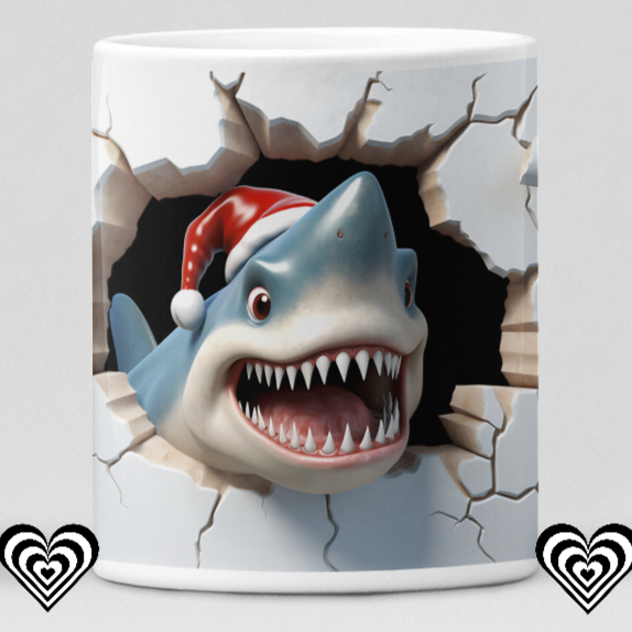 Shark Christmas 3D Mug