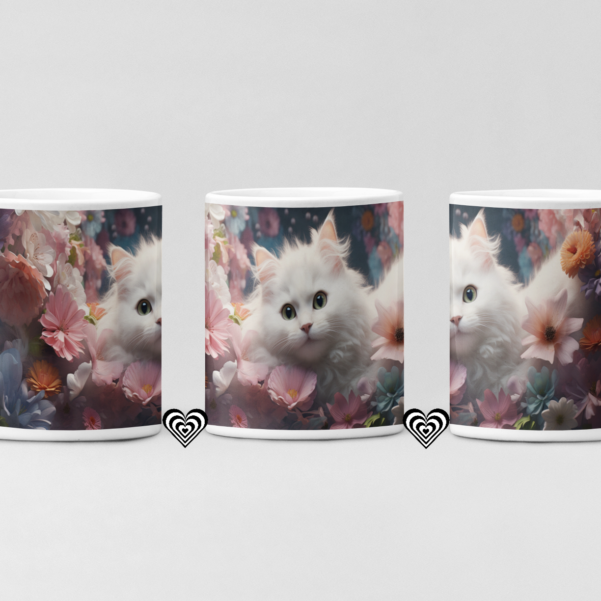 Fluffy White Cat 3D Mug