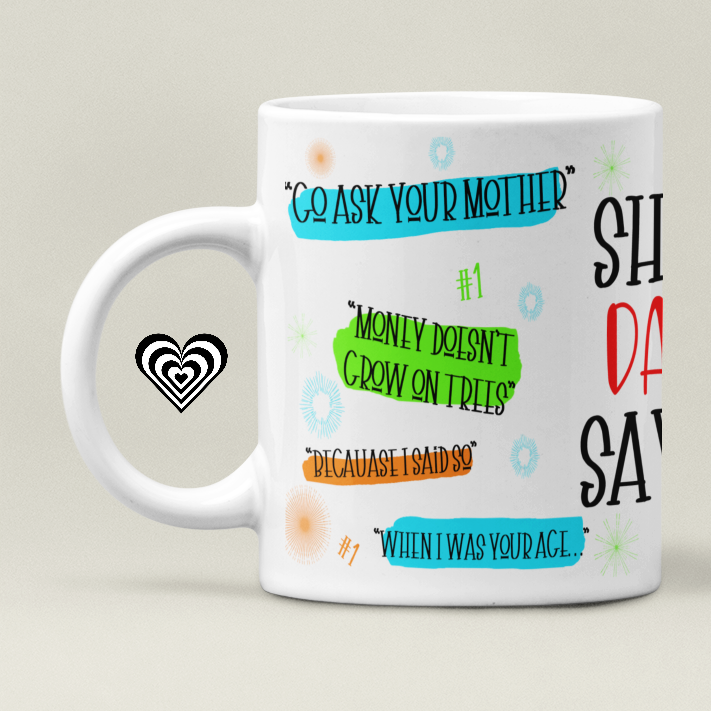 Side view of funny fathers day mug fron Naughty Card