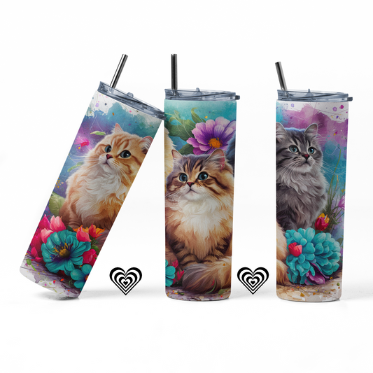 Cats Thermal Skinny Tumbler Personalised