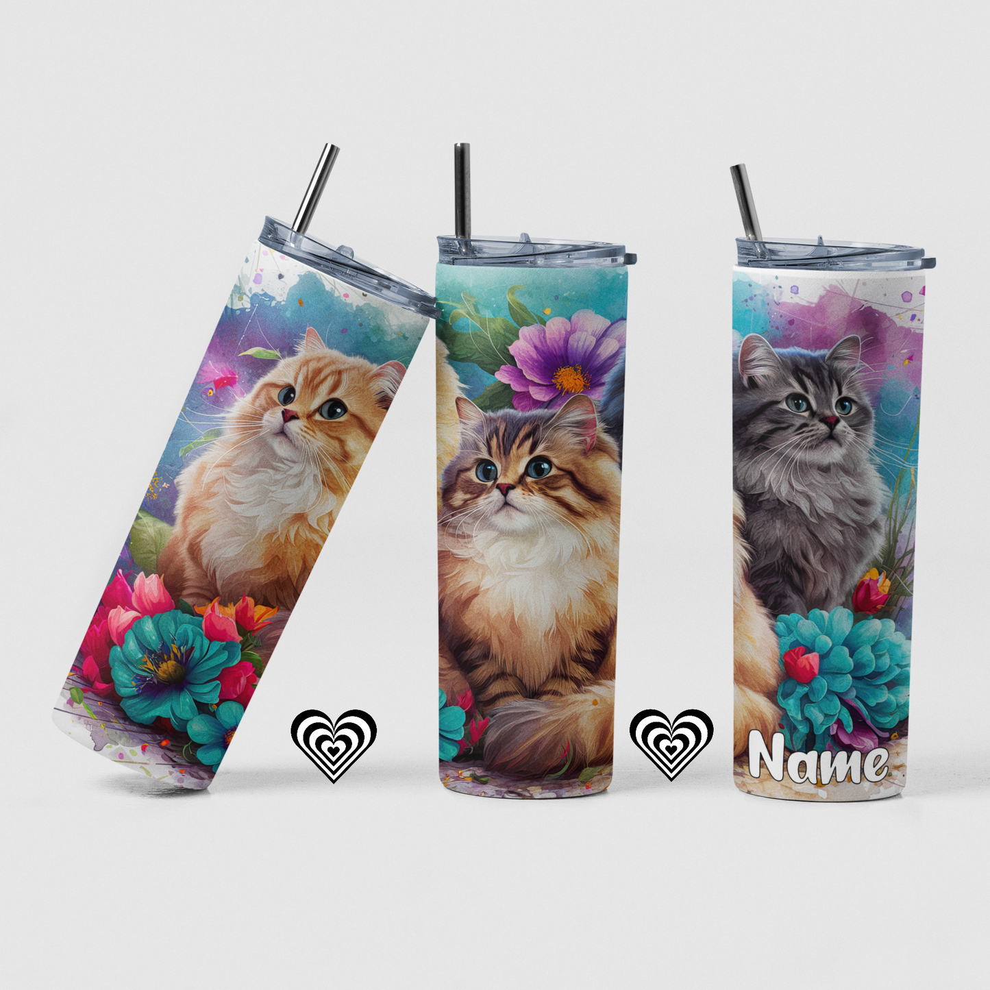 Cats Thermal Skinny Tumbler Personalised